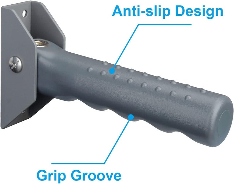 APDTEK Flip Up Grab Bar for Doorway/Stairs Safety Assist Handles for Elderly Non-Slip Grip Bar Great for Seniors, Elderly, Disabled, Handicap and Injured People - Suitable for Wood Door (Gray) - Image 3